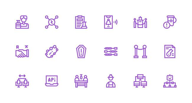 fuerte carrera línea íconos desde protocolo conjunto con 18 vectores ui icono conjunto