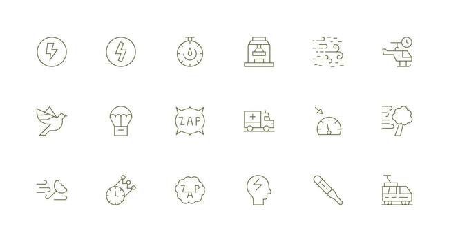 rápido presentando 18 íconos en mínimo línea diseño núcleo icono colección para diario Tareas vector