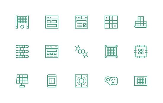 Grid Icon Set with 15 Regular Line Graphics Essential Icon Set for Teams vector