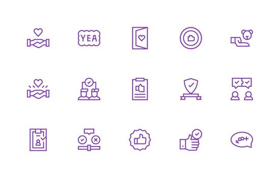 15 Regular Line Style Icons from Acceptance Collection Icon Pack for Various Themes vector