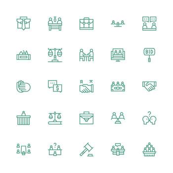 25 Medium Stroke Outline Vectors for Negotiation Theme Minimal Icon Set for Interface Projects