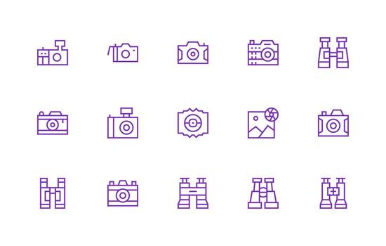 Viewfinder Icon Set with 15 Regular Line Graphics Line Icon Collection vector