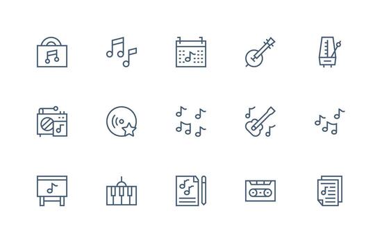 15 Icons for Song in Regular Line Format Versatile Icon Collection for Designers vector