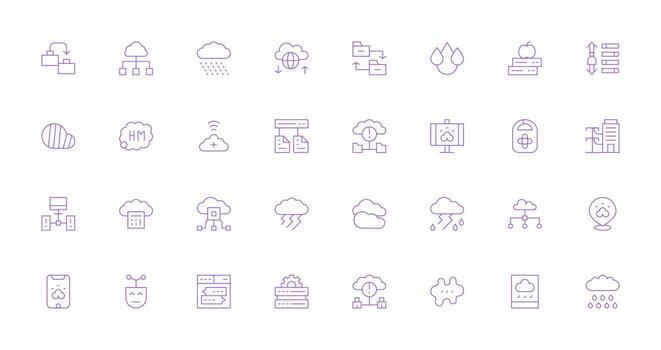 Cloud Icon Set with 32 Thin Line Graphics Professional Icon Set vector