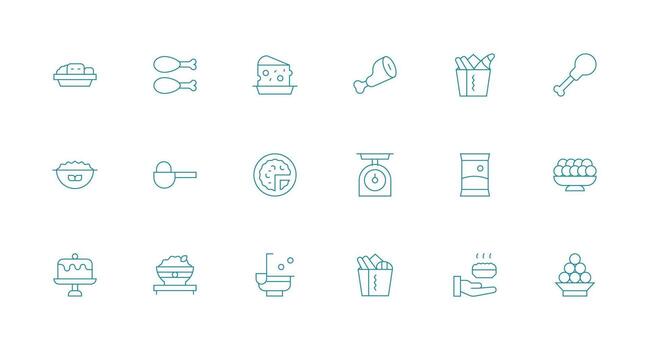 18 Icons for Portion in Minimal Line Format Multi-Purpose Icon Set vector