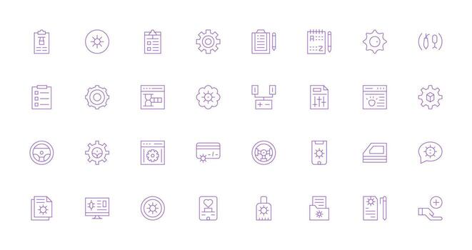 32 Icons for Manage in Thin Line Format Reusable Icon Set vector