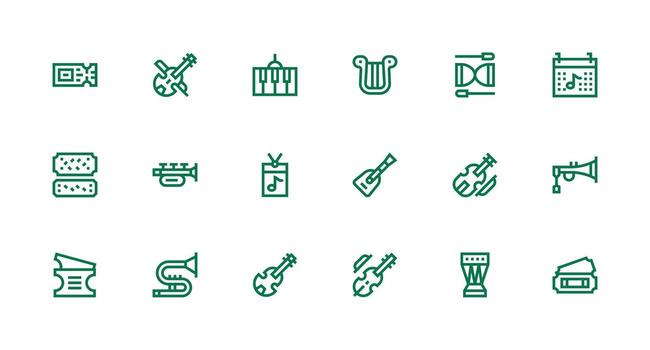 Strong Stroke Line Icons from Concert Set with 18 Vectors UI-Ready Icon Collection
