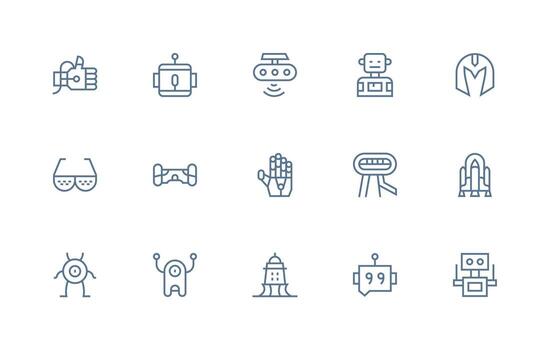 Futuristic Icon Set with 15 Regular Line Graphics Versatile Icon Collection for Designers vector