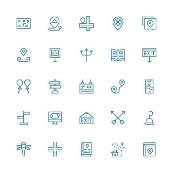 25 Icons for Directions in Medium Stroke Outline Format Simplified Icon Pack for Visual Tools vector