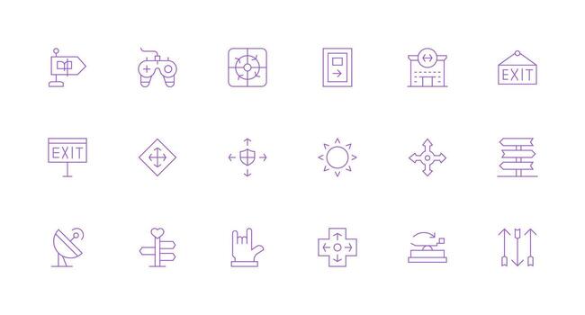 18 Minimal Line Icons for Directional Graphics Clear and Concise Icon Set Collection vector
