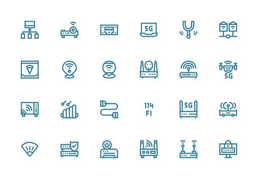 enrutador visual paquete conteniendo 24 grueso línea línea íconos esencial íconos para rápido ui edificio vector