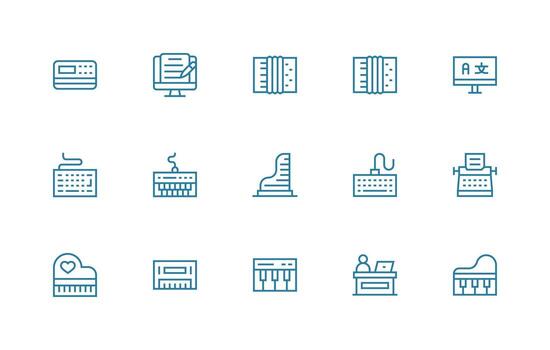 15 regular línea estilo íconos desde teclado colección imprimible icono colección vector