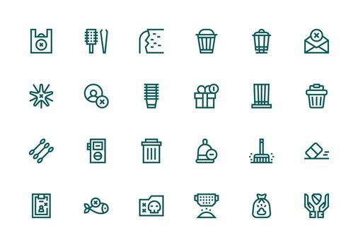 24 Thick Line Line Icons for Remove Graphics UI and UX Focused Icon Collection vector