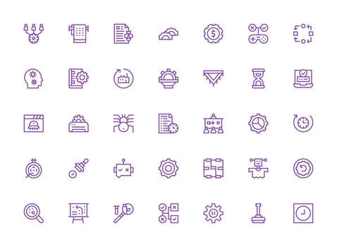 regular limpiar línea íconos desde proceso conjunto con 35 vectores profesional icono conjunto