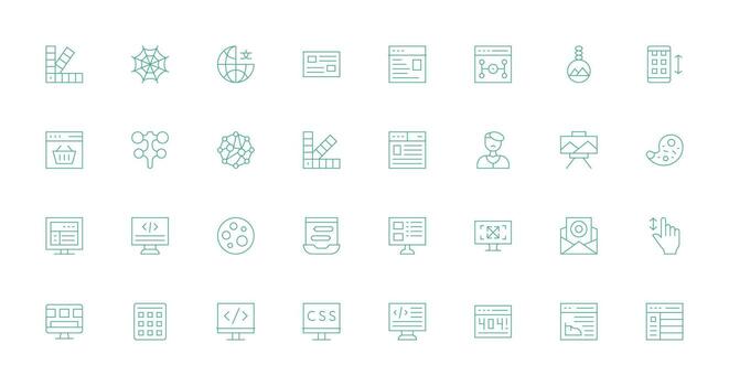 web diseño conjunto con 32 Delgado línea íconos glifo icono serie vector