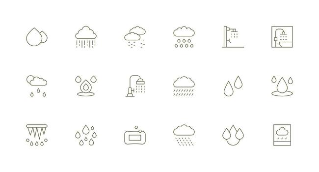 Minimal Line Style Shower Icons with 18 Vectors Multi-Purpose Icon Pack for Templates