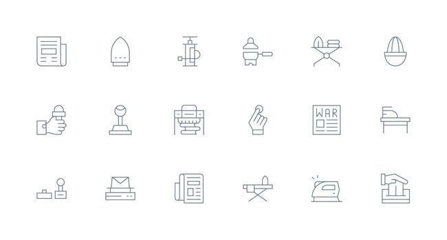 Minimal Line Icons from Press Set with 18 Vectors Web Icon Collection