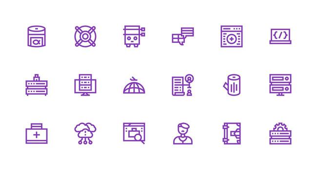 18 Strong Stroke Line Icons for Database Graphics Well-Structured Icons for Creative Use vector
