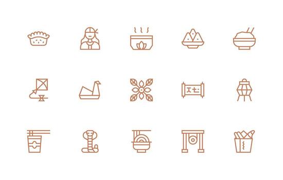 Regular Line Icons from Asian Set with 15 Vectors High-Resolution Icons for Any Platform