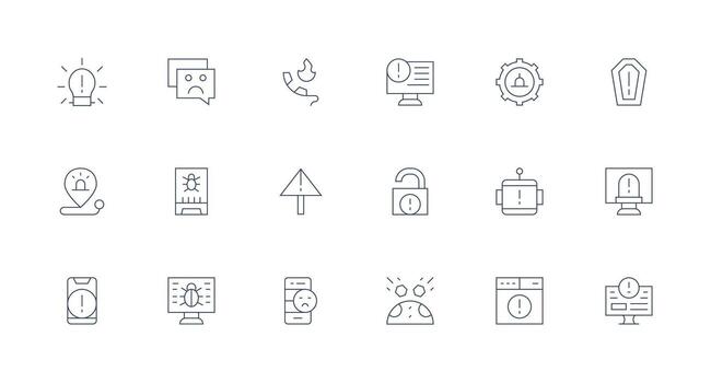 problema conjunto con 18 mínimo línea íconos línea icono colección vector