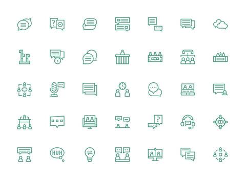 Discussion Set with 35 Regular Clean Line Icons Interface Icon Collection for Daily Projects vector