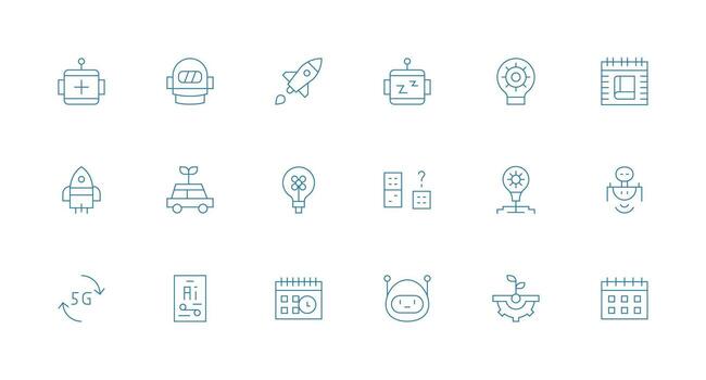 18 Minimal Line Style Icons from Future Collection Layout Icon Collection vector