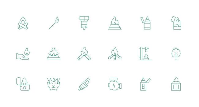18 Icons for Ignition in Minimal Line Format Layout Icon Collection vector