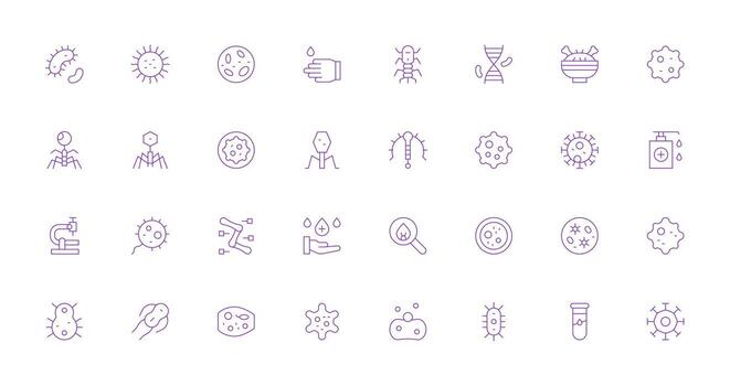 Bacteria Set with 32 Thin Line Icons Multi-Purpose Icon Pack for Templates vector