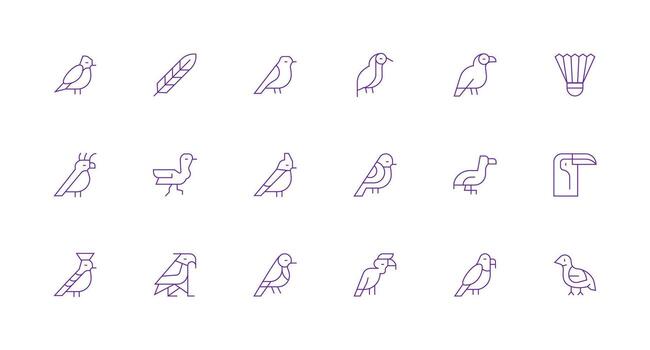 18 Minimal Line Style Icons from Feathered Collection All Device Compatible Icon Set vector