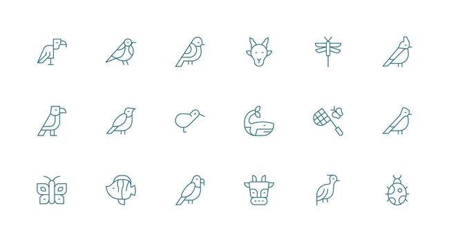 18 Minimal Line Icons for Fauna Graphics Digital Product Icons for Fast Delivery vector