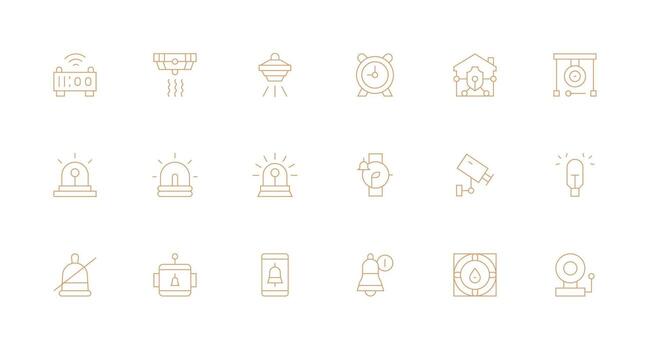 Alarm featuring 18 Icons in Minimal Line Design Layout Icon Collection vector
