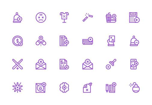 Cancel Icon Set with 24 Thick Line Line Graphics UI and UX Focused Icon Collection vector