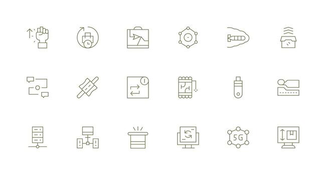 18 datos transferir íconos en mínimo línea estético básico icono serie vector
