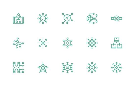 Dataflow featuring 15 Icons in Regular Line Design Pixel Perfect Icon Set vector