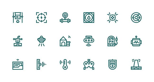 sensor presentando 18 íconos en fuerte carrera línea diseño interfaz íconos para diario utilizar vector
