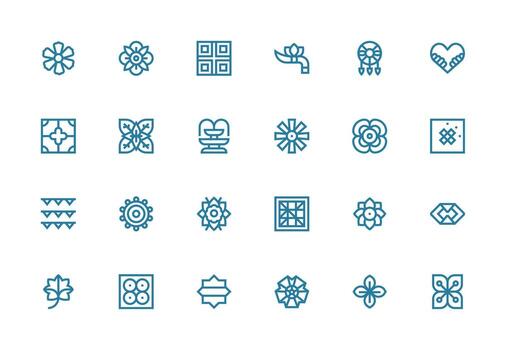 24 Thick Line Line Designs for Motif Icons Web and App Icon Pack Collection vector