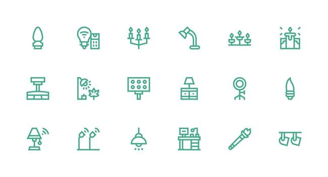 Encendiendo diseño íconos presentando 18 en fuerte carrera línea estilo compacto icono conjunto vector