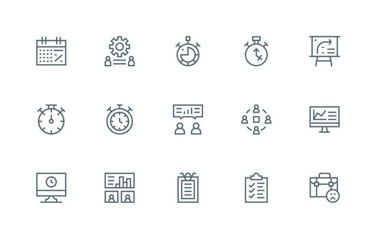15 Regular Line Vectors for Project Management Theme Standard Icon Pack