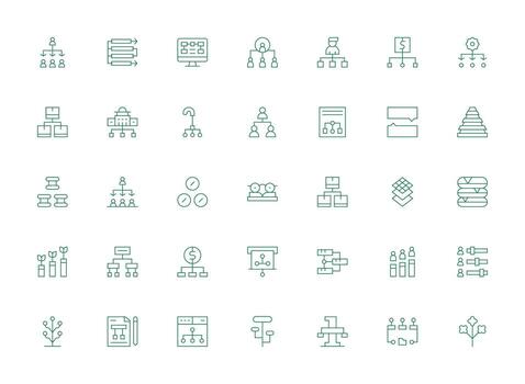 35 Light Line Style Icons from Hierarchy Collection Icon Set for Apps vector