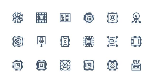 fuerte carrera línea estilo procesador íconos con 18 vectores rápido acceso íconos para ui desarrollo