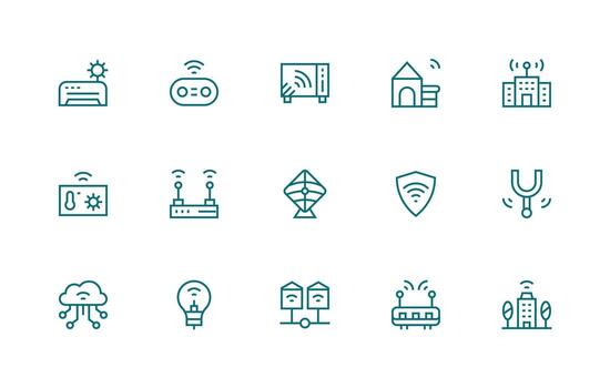 Wifi including 15 Regular Line Illustrations Multi-Style Icon Collection vector