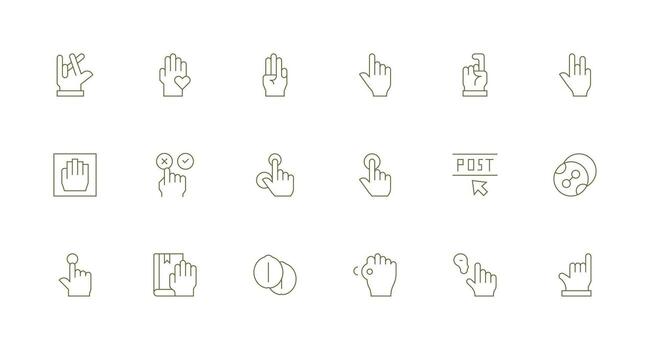 Click Design Icons featuring 18 in Minimal Line Style Organized Glyph Icons for Fast Design vector