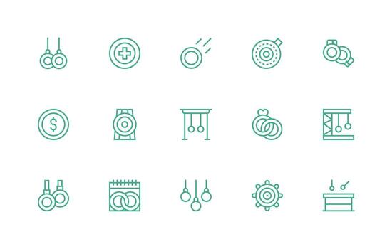 anillos presentando 15 íconos en regular línea diseño completar icono haz para web diseño vector
