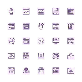 25 medio carrera contorno estilo íconos desde sitio web colección bien estructurado íconos para creativo utilizar vector