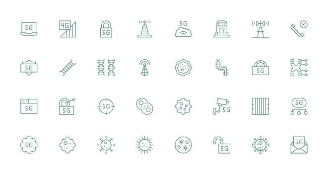 32 Thin Line Style Icons from Cellular Collection Theme-Based Icon Pack vector