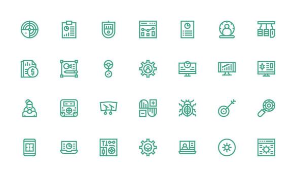 tablero diseño íconos presentando 28 en negrita línea estilo esencial íconos para rápido ui edificio vector