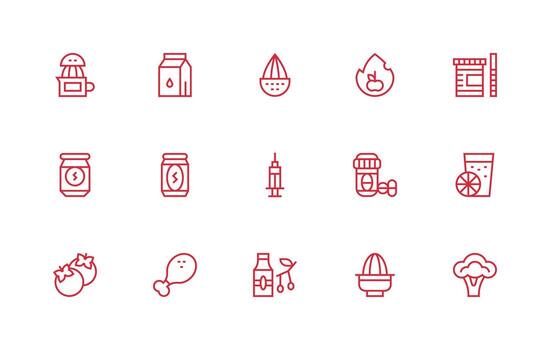 Regular Line Icons from Vitamin Set with 15 Vectors Scalable Icons for Cross-Platform Interfaces