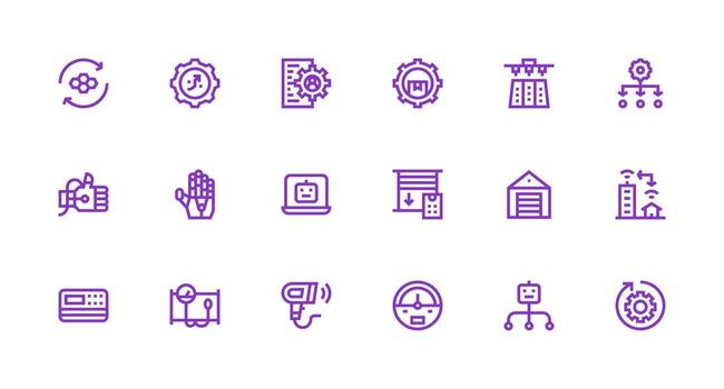 18 Strong Stroke Line Vectors for Automation Theme Neatly Designed Icons for Web Platforms