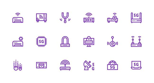 Modem Visual Pack containing 18 Strong Stroke Line Icons Neatly Designed Icons for Web Platforms vector
