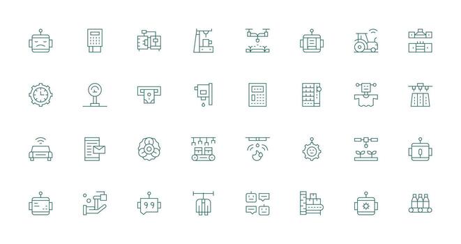 32 Thin Line Vectors for Automated Theme Complete Icon Set for Mobile Apps